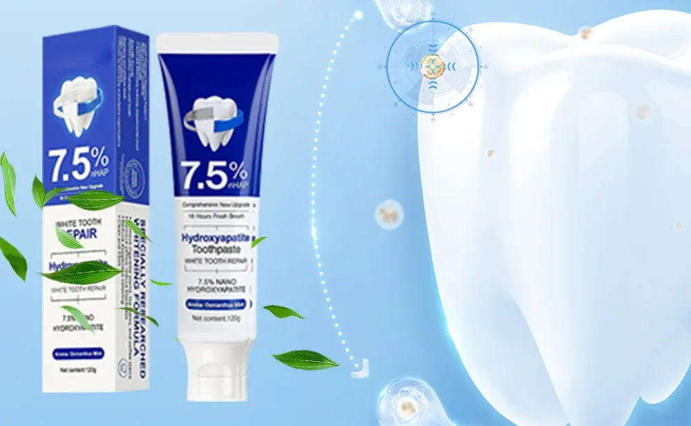 Nano hydroxyapatite toothpaste and enamel protection illustration